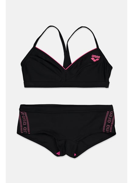 Buy Women Brand Logo 2 Piece Swimwear Top And Bottom, Black and Pink in Saudi Arabia