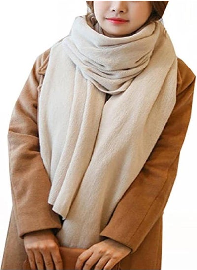 اشتري Wander Agio Womens Warm Long Shawl Winter Blanket Large Scarf Pure Color Beige 1 في الامارات