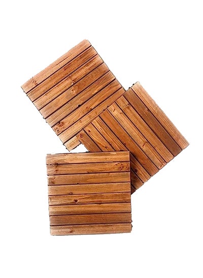 اشتري Hometaste Wooden Decking Tiles - Interlocking Wood Flooring For Garden Pathways, Patios, Durable Wood Tiles For Outdoor And Indoor Use (Style_4, 5_Pieces) في الامارات