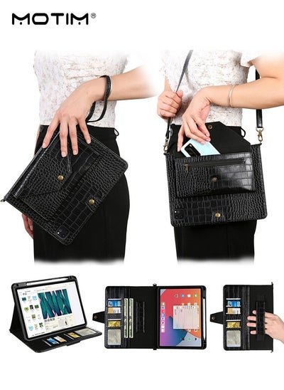 Buy Leather Tablet Sleeve Case for iPad Pro 11" (2nd/3rd/4th Gen Air4/Air5), Handbag Smart Sleeve with Tri-Fold Stand /Pencil Holder /Wallet iPad, Crossbody Bag Case 2 IN 1 Shoulder Strap Protective Bag in Saudi Arabia