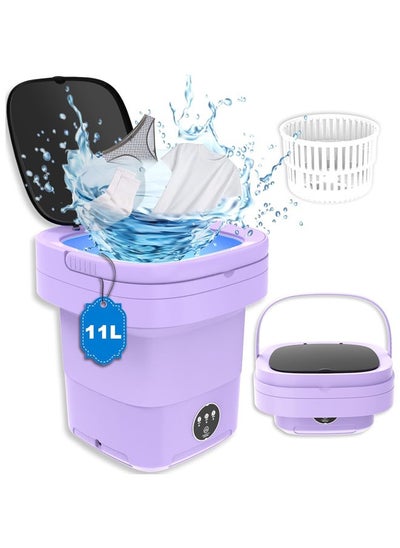 Buy Mini Washing Machine, Foldable Portable Washing Machine, 11L Large Capacity, Small Collapsible Laundry Washer for Apartment, Travel, RV, Underwears, Socks, Baby Clothes, Purple in Saudi Arabia