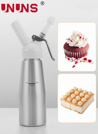 Buy Whipped Cream Dispenser,500ML Aluminum Culinary Canister Cream Whipper With 3 Decorating Nozzles Cream Foam Maker For Cake Dessert Coffee,Silver in Saudi Arabia