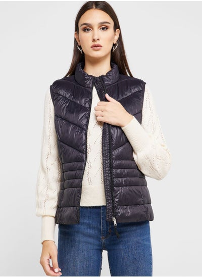 اشتري Zip Through Puffer Vest Jacket في السعودية