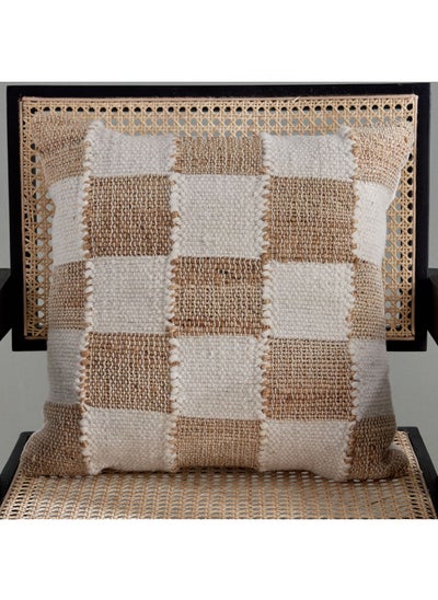 Buy Mosaic Jute Checked Filled Cushion 45 x 45 cm in Saudi Arabia