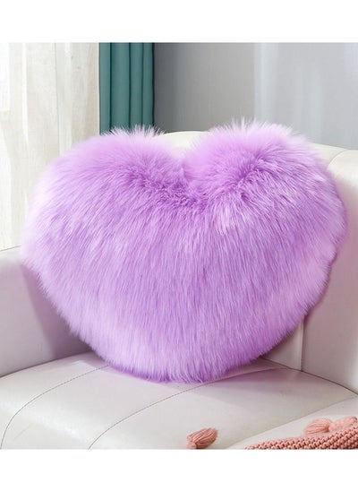 اشتري Rabbit Fur Double Side Plush Heart Shaped Throw Pillow (Size 35×45CM) في الامارات