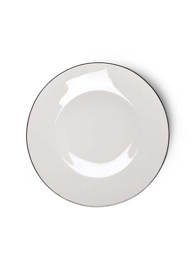 Buy Plate  Aleksa Series White Porcelain With A Platinum Finish For Dessert, Salad, Appetizer, Small Lunch, Dinner Plate, Dishwasher Safe, Scratch Resistant, Kitchen Tableware 20cm in UAE