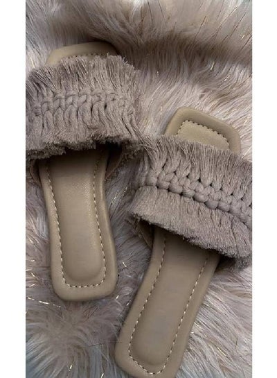 Buy Women's beige flat slippers, size 38 in Egypt