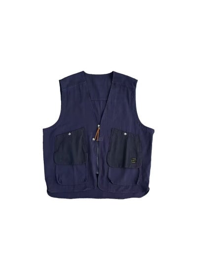 Buy Vintage CityBoy Japanese-Inspired Multi-Pocket Mens Vest Blue in UAE