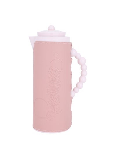 Buy Decorative Pink Leather Thermos 1 Liter in Saudi Arabia