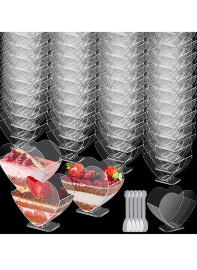 Buy 50 Pack Heart Shaped Dessert Cups 5.5 oz Parfait Cups with Lids and Spoons Clear Dessert Bowls Disposable Dessert Shooters Plastic Dessert Shot Glasses for Party Catering Supplies in Saudi Arabia