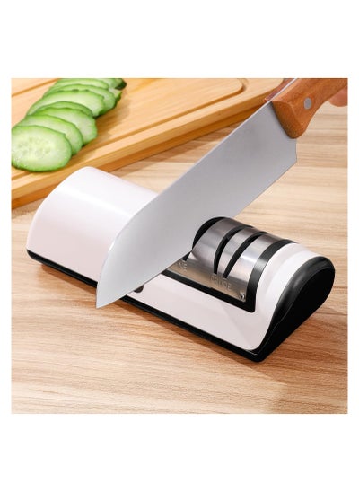 Buy Knife Sharpener, Professional 2-Stage Electric Knife Sharpener, Black, Knife Sharpener for a Wide Range of Kitchen Knives with Quick Sharpening and Polishing Functions for Easy use in Saudi Arabia