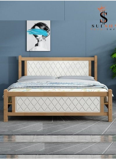 Buy Modern Wooden Bed King Size 180x200 Cm With Medical Mattress in UAE