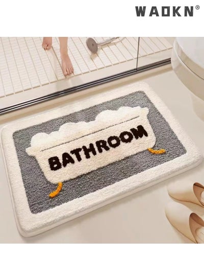 Buy Bathroom Rug Ultra Soft Microfiber Shaggy Bathroom Mats Extra Absorbent Bath Rugs Machine Washable/Dry, Non-Slip Bathroom Carpet for Tub Bathroom and Shower Anti-slip bath mat（50*80 cm） in Saudi Arabia