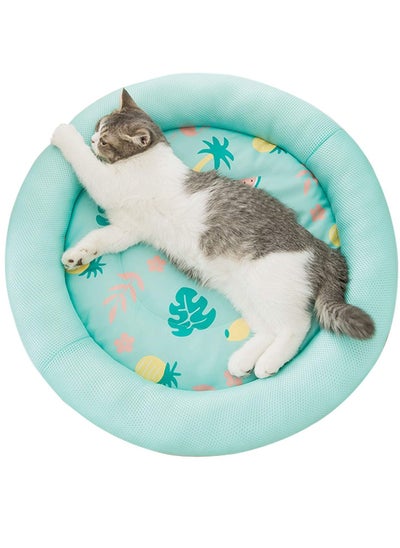 اشتري Cool Cat Bed Dog Bed, Soft Summer Ice Pet Mat, Green 50 cm Suitable for Small Dogs to Sleep Round Breathable Mat with Waterproof Cover and Bottom Non-slip Back Wash (M) في الامارات