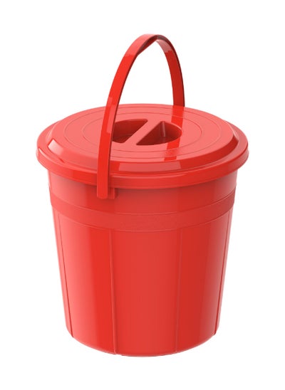 Buy DX 15L Round Plastic Bucket with Handle & Lid in Saudi Arabia