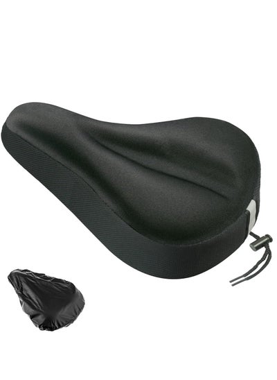 Buy Bike Seat Cushion Comfortable Padded Bike Seat Cover for Men Women, Saddle Cover Replacement Compatible with Stationary and Exercise Bikes in Saudi Arabia