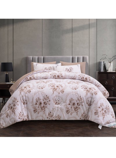 Buy Comforter Set 6-Pcs King Size Printed Reversible Double Bed Fit 260x 240 CM All Season Comforter With (350 GSM) Down Alternative Filling, Moon Mist in Saudi Arabia