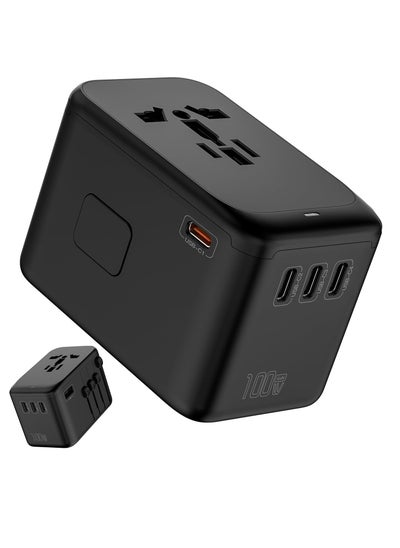 Buy Universal Travel Adapter, GaN 100W International Charger with 1 USB Ports & 4 USB-C PD Fast Charging Adaptor, Worldwide Wall Charger （Type A/C/G/I） in Saudi Arabia