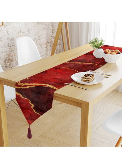 Buy Burgundy Abstarct Table Runner in UAE