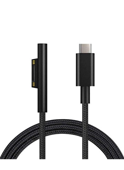 اشتري Nylon Braided Surface Connect to USB C Charging Cable, Compatible with Microsoft Surface Pro 7/6/5/4/3 Go3/2/1 Laptop4/3/2/1, Must work with 45W 15V3A USB-C Charger (Black, 6ft) في الامارات