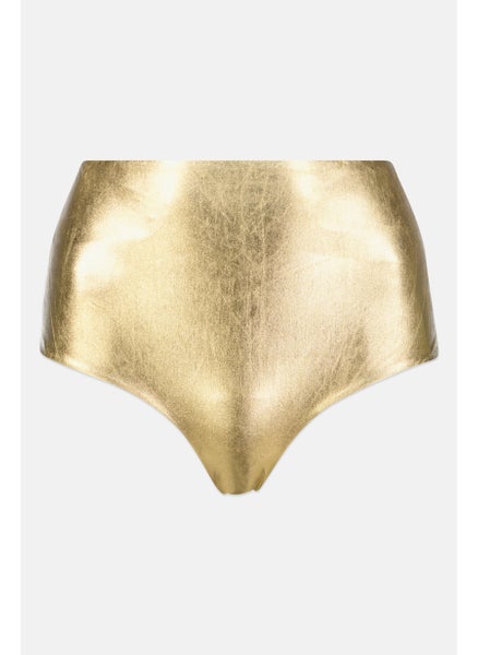 اشتري Women Textured Pull On Bikini Bottom, Gold في الامارات