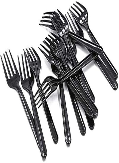 Buy Black Plastic Fork - Heavyweight Disposable Fork, Heavy Duty Black Cutlery - Plastic Utensils - Perfect for Parties and Restaurants (50 pices) in Egypt