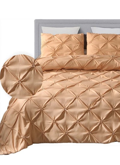 Buy 3-Piece Pure Color Pinch Pleat Duvet Cover Set 1xDuvet Cover 200x230 Cm 2xPillow Cases 50x75 cm in UAE