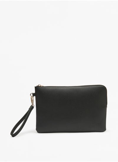 Buy Womens Textured Pouch with Wristlet Strap and Zip Closure By Shoexpress in Saudi Arabia