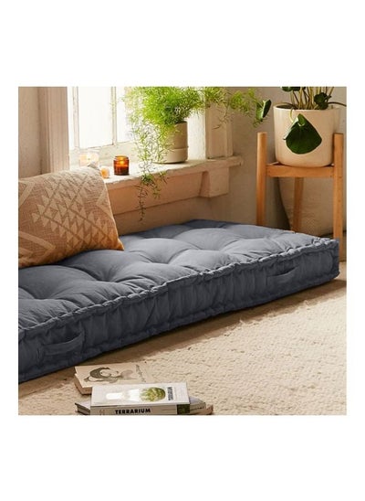 Buy Rectangular Daybed Floor Cushion Velvet 72×24×5 cm - Grey in Saudi Arabia