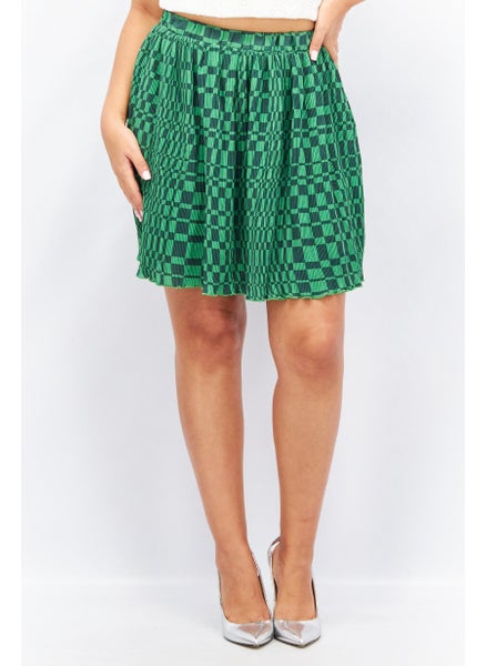 Buy Women Ribbed Mini Skirt, Green in Saudi Arabia