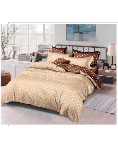 Buy King Size Stylish Comforter Set, 100% Cotton Multicolor, Fitted Bedsheet 6Pcs set, 220x240cm in UAE