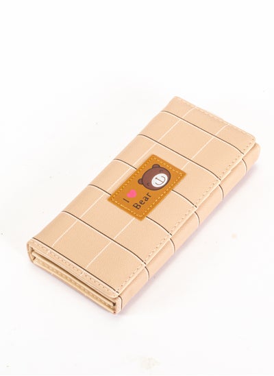 Buy Long Leather Flip Wallet & Card Holder with 8 Pockets and Zipped Pocket Brown - Bear in Egypt