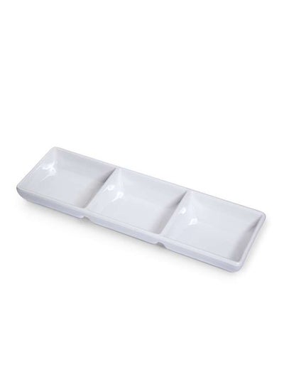 Buy Melamine Rectangular 3 Compartment Mezze Dish in UAE