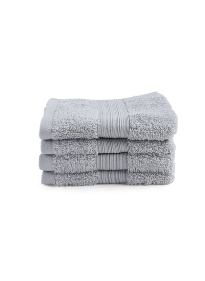 Buy Maxima 4-piece Fingertip Towel Set 30x30cm - Light Grey in UAE