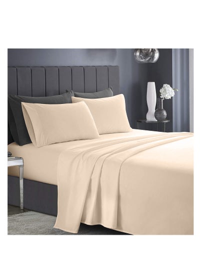 Buy Premium Beige King Sheets Set - 1800 TC Series 4 Piece Bed Sheets - Soft Brushed Microfiber Fabric - 16 Inches Deep Pockets Sheets Wrinkle Free & Fade Resistant by Infinitee Xclusives in UAE