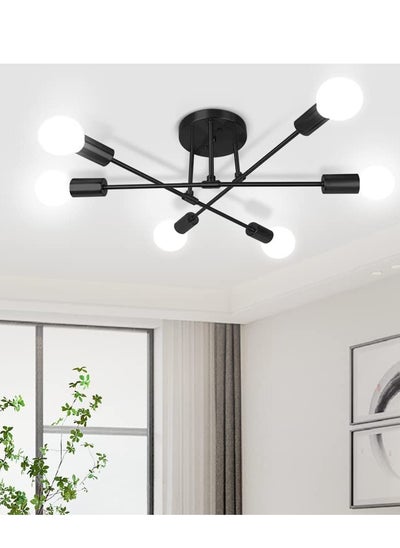 Buy Mid Century Chandelier Modern Ceiling Lighting 6 Lights Adjustable Industrial Mount Pendant Light Fixture For Kitchen Living Dining Room Bedroom Foyer in UAE