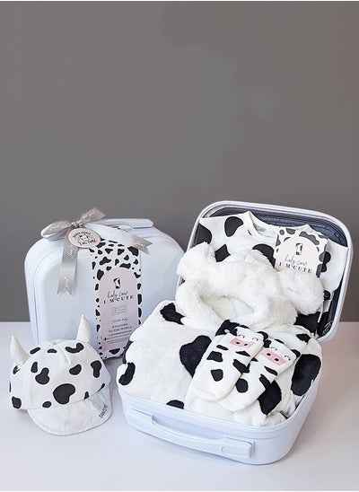 Buy Baby gift box black and white cow autumn and winter clothing set in Saudi Arabia