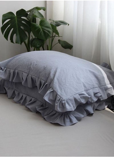 Buy 2 pieces Set Premium Soft Quality Pillow Covers Coint Grey Color in UAE