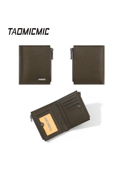 Buy Retro Two-fold Men's Short Wallet Large Capacity Hand-held Multi-card Pu Leather Clip Fortune Cloth Wallets in Saudi Arabia