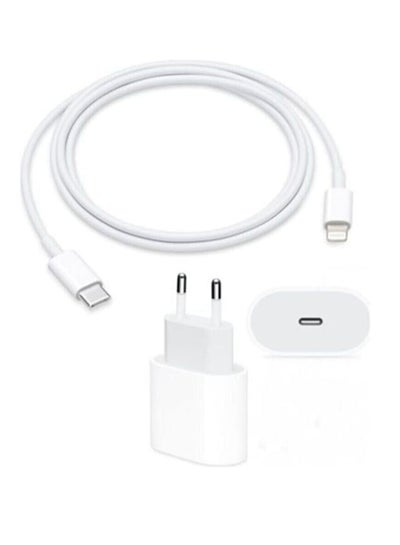 اشتري محول طاقة USB-C بقوة 20 واط مع كابل USB-C إلى كابل LIGHTING لآيفون - أبيض في مصر