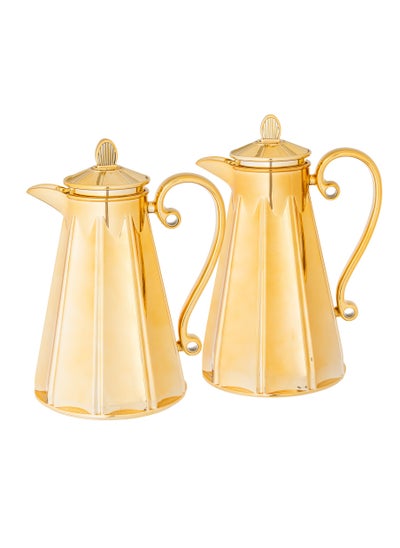 Buy Thermos Set Two Pieces for Tea and Coffee Gold in Saudi Arabia