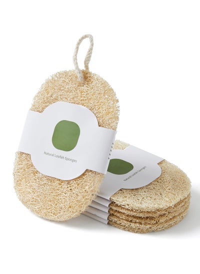 Buy Loofah Dish Sponges, Natural & Reusable Dishwashing Power Cleaning and Easy Storage, Without Irritating Elements, Multi-Purpose Loofah, for Kitchen, Kitchen Scrubber Loofahs (6 Pack) in Saudi Arabia