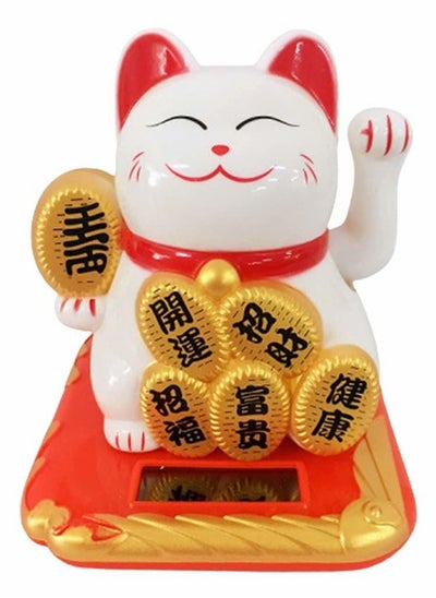 اشتري Solar Powered Cute Lucky Cat Ornaments Desktop Craft Art Home Shop Hotel Shaking Hand Chinese Lucky Cat Wealth Waving Fortune Home Decor في الامارات