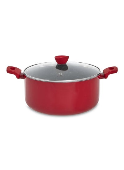 اشتري Yna Non-Stick Casserole With Lid, Red & Black - 20 Cm في الامارات