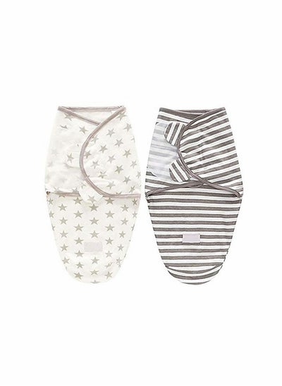 اشتري Baby Newborn Swaddle Blanket Adjustable Wrap Receiving Blanket Baby 100% Cotton Sleepsack 0-6 Months for Boys and Girls, 2 Pack في الامارات