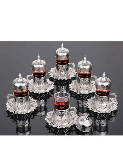 Buy A set of silver-covered tea cups. (6 Turkish tea cups covered) (Tea cups decorated made in Istanbul, Turkey) in Egypt