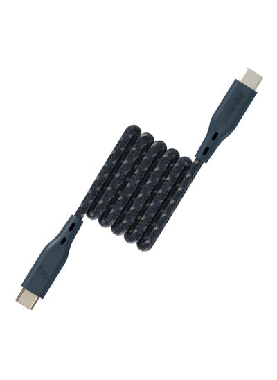 اشتري USB-C to Type-C Remson Rapid-Link Nylon Braided Cable Fast Charge & Data Sync 2 Meters Blue في الامارات