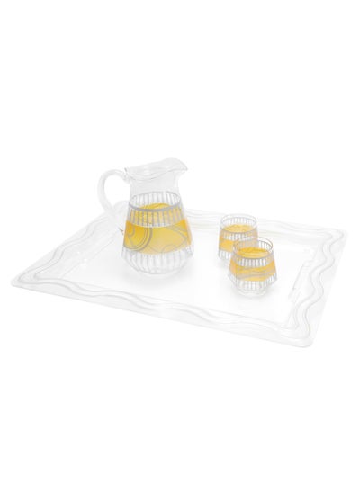 Buy Acrylic Tray, Clear Tray, Acrylic Serving Tray with Handles for Ottoman, Coffee, Appetizer, Breakfast (Clear) in UAE