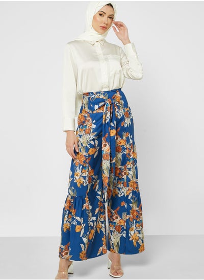 Buy Floral Print Wide Leg Pants in Saudi Arabia