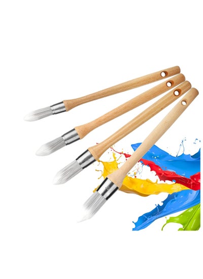 اشتري Round Pointed Paint Brush, Trim Painting Tool,  Edge Painting Tool with Wooden Handle, Small Paint Brushes for Walls, Round Paint Brush for House Wall Edges, Trim Paint Brushes 4 Pieces في الامارات